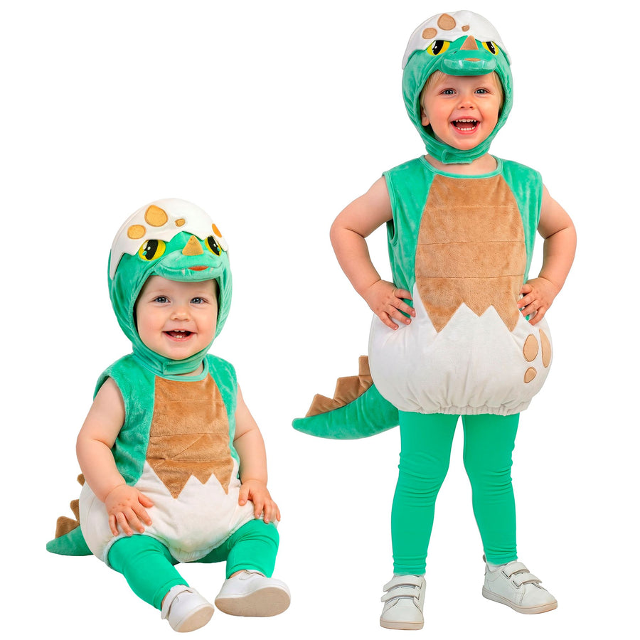 "DINOSAURIER BABY" (Kostüm, Hose, Kapuze mit Kopf) – Vorderansicht