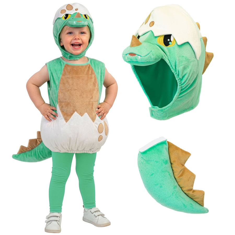 "DINOSAURIER BABY" (Kostüm, Hose, Kapuze mit Kopf) – Detailansicht