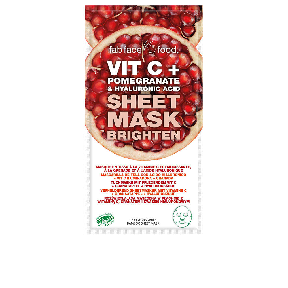 FAB FACE FOOD VIT C + POMEGRANATE & HYALURONIC ACID mascarilla de tela 1 u