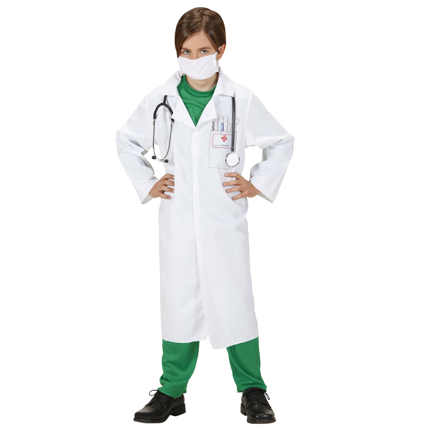 "DOKTOR" (Arztkittel, Mundschutz) – Vorderansicht