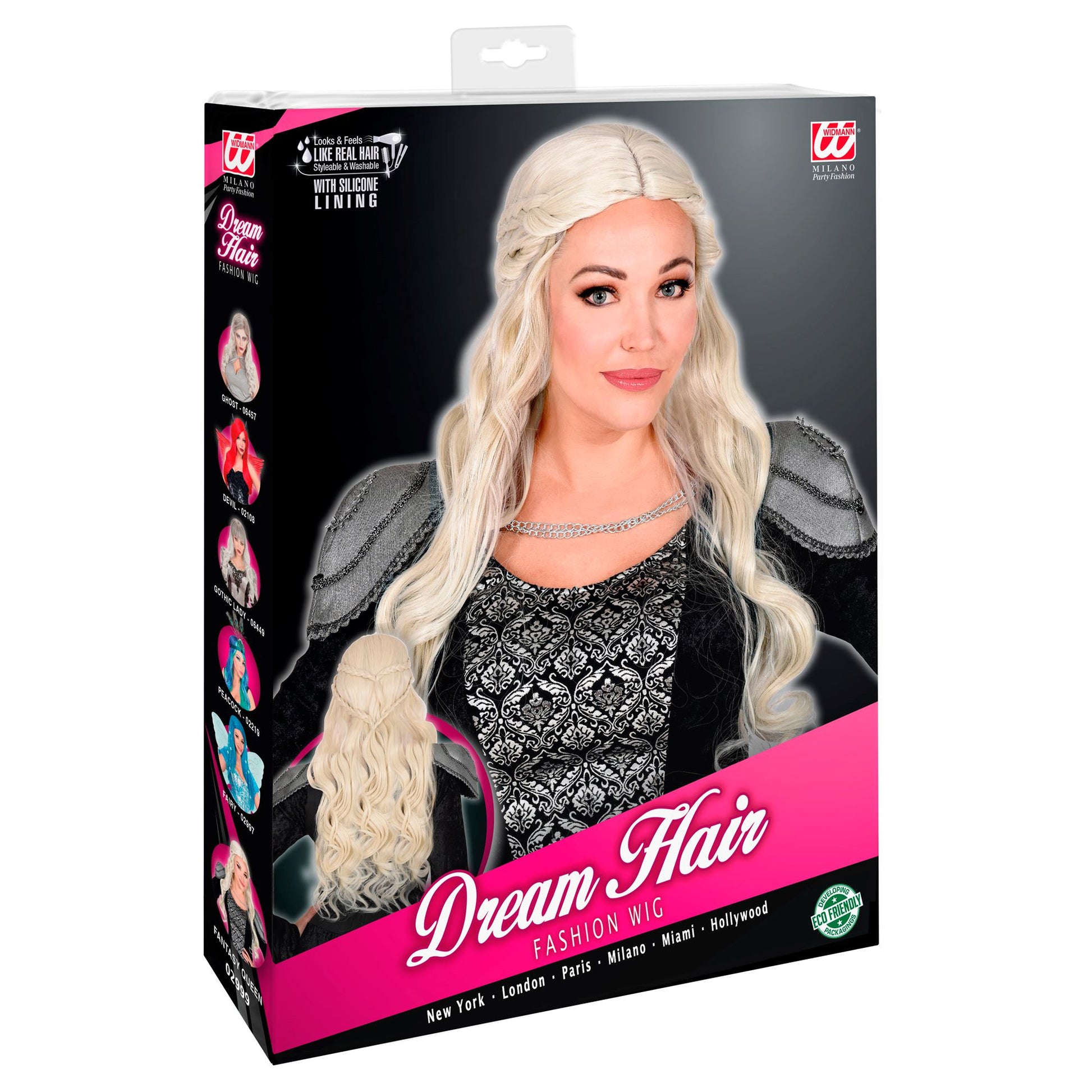 "DORNENKÖNIGIN DREAM HAIR PERÜCKE MIT HOCHWERTIGEM SILIKON LINING" in farbiger Box – Detailansicht