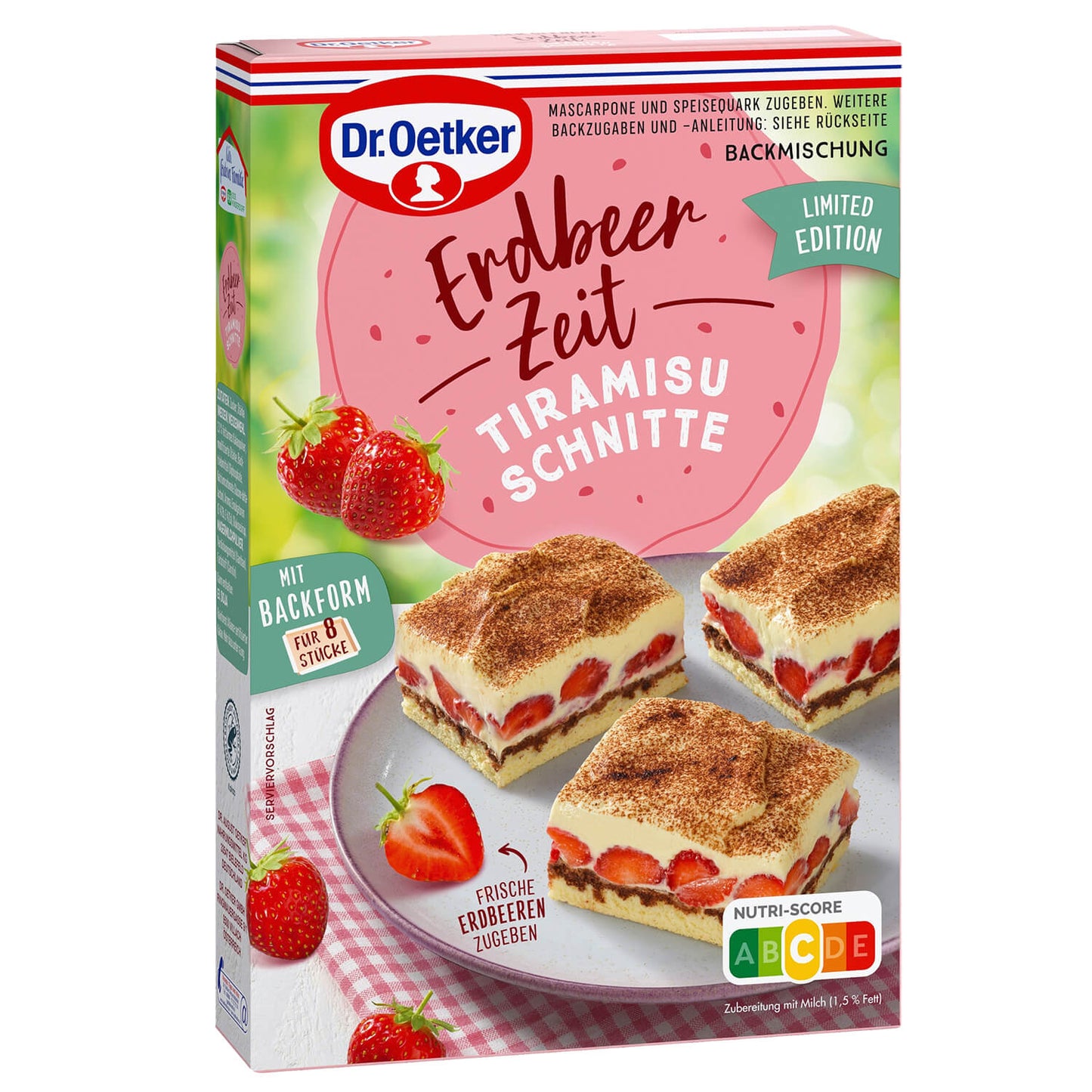 Dr Oetker Backmischung Erdbeer Zeit Tiramisu Schnitte – Produktansicht