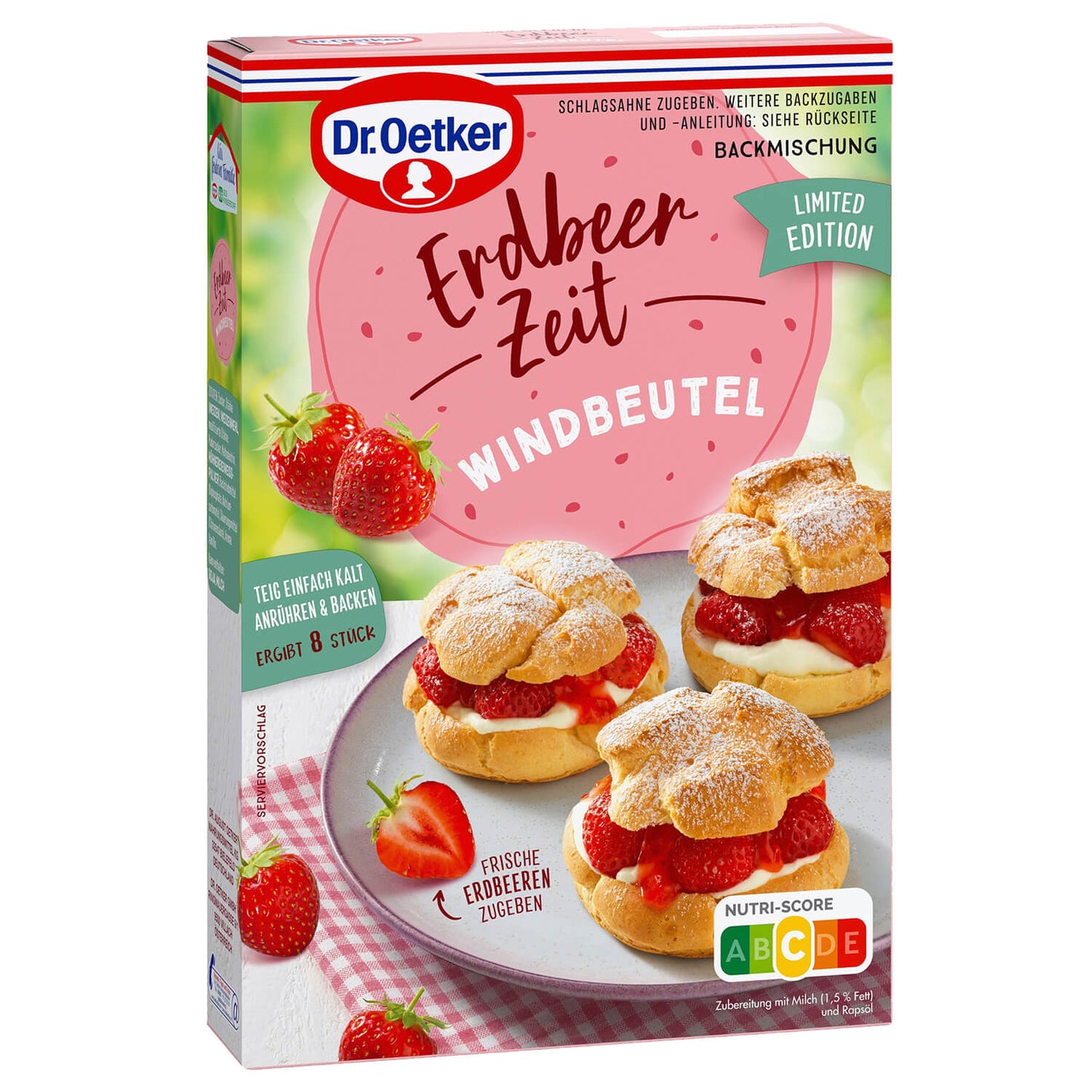 Dr Oetker Backmischung Erdbeer Zeit Windbeutel – Produktansicht