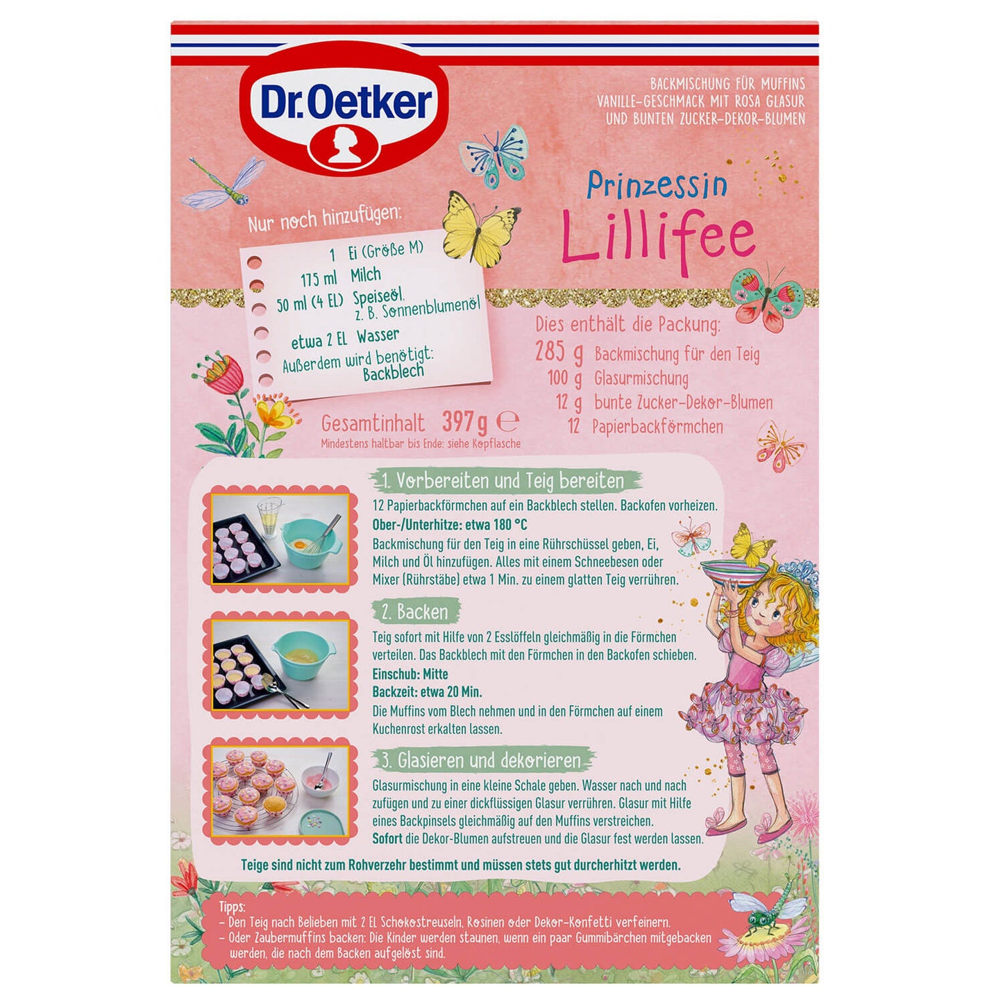 Dr Oetker Backmischung Prinzessin Lillifee Muffins Vanille - Candyshop.ch
