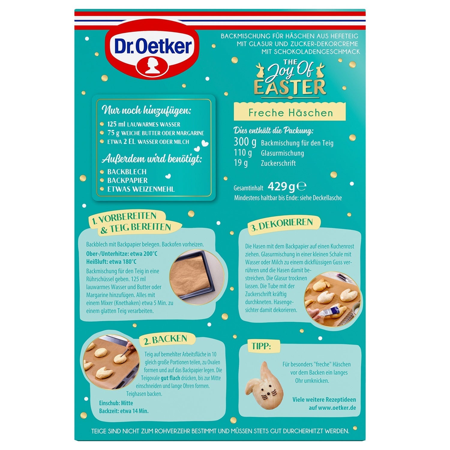 Dr Oetker Easter Freche Häschen Backmischung Hefeteig 200g – Detailansicht