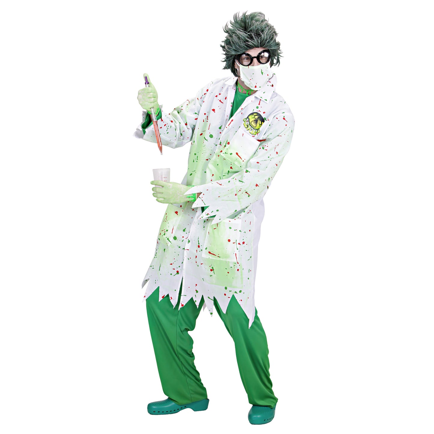 "DR. TOXIC" (Kittel, Mundschutz, Latexhandschuhe) – Vorderansicht