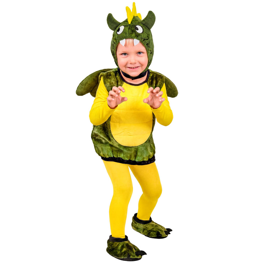 "DRACHE" (Kostüm, Kopfbedeckung, Schuhe) – Vorderansicht
