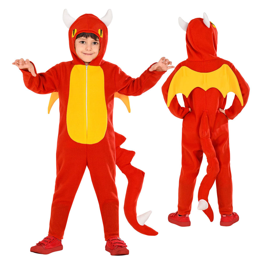 "DRACHE" (Overall mit Kapuze, Flügel, Schwanz) – Vorderansicht
