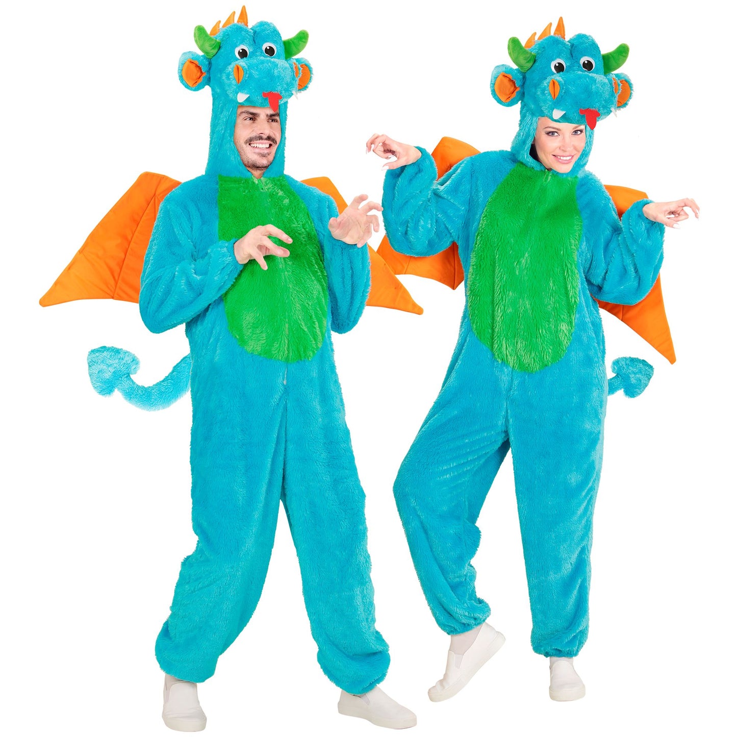 "DRACHEN SOFT PLÜSCHKOSTÜM" (Overall mit Kapuze und Maske) – Vorderansicht