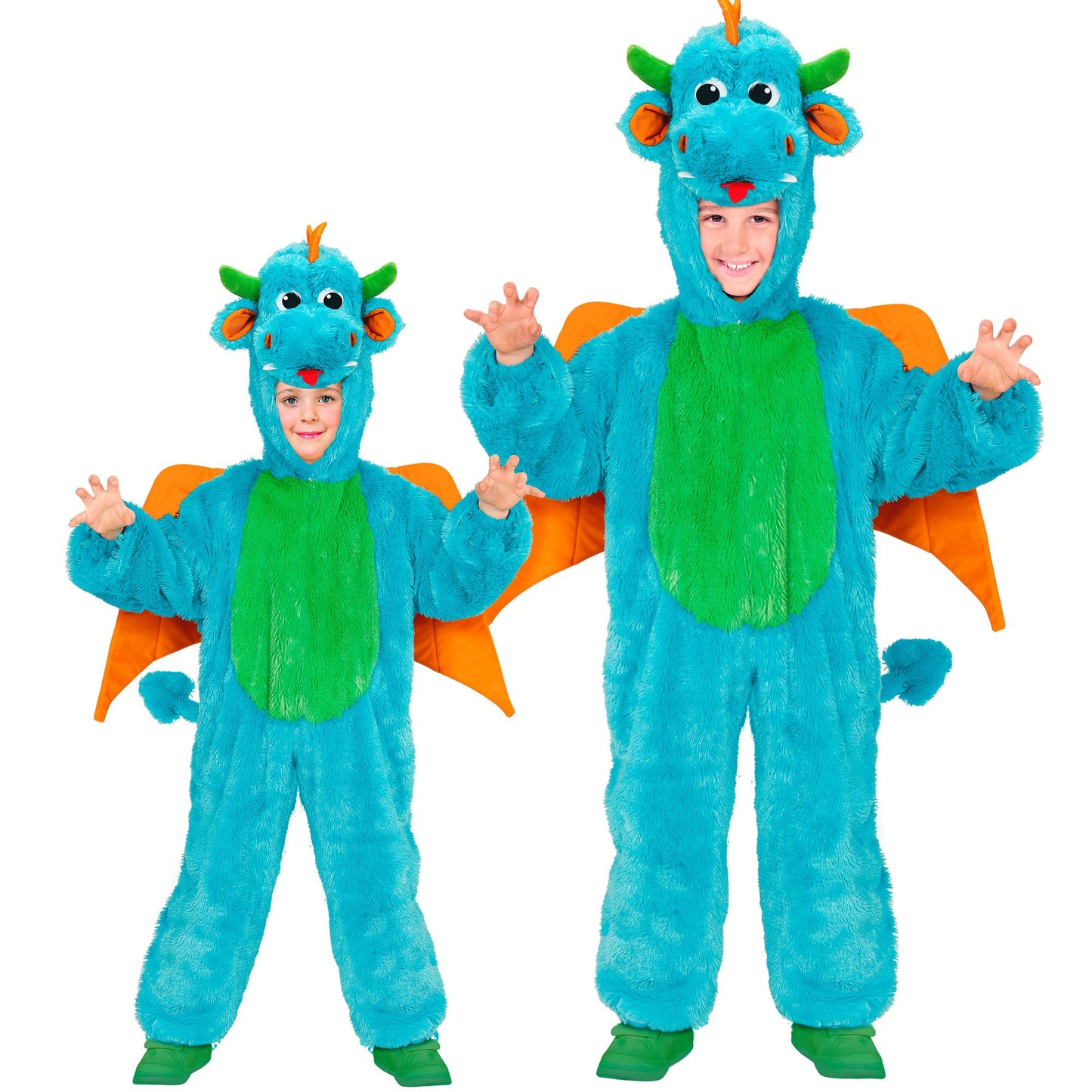 "DRACHEN SOFT PLÜSCHKOSTÜM" (Overall mit Kapuze und Maske) – Vorderansicht