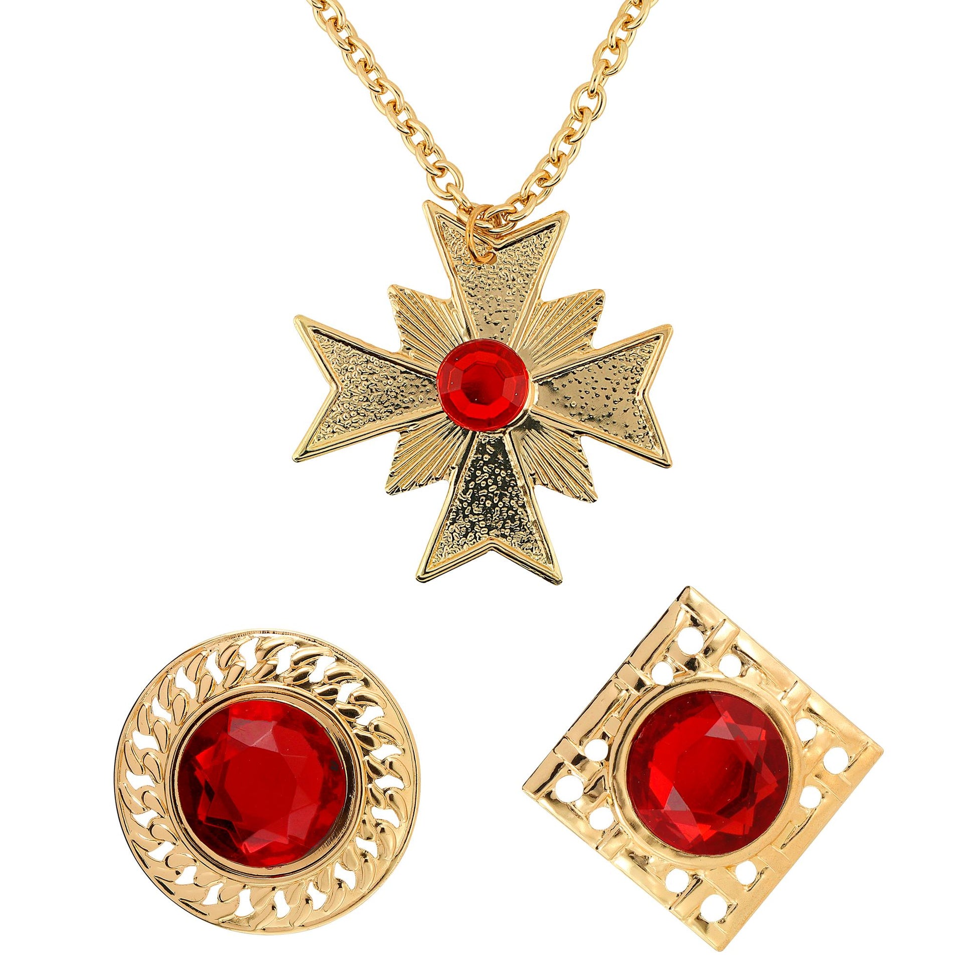 "DRACULA" Set (Kette mit Medaillon, 2 Ringen) – Vorderansicht