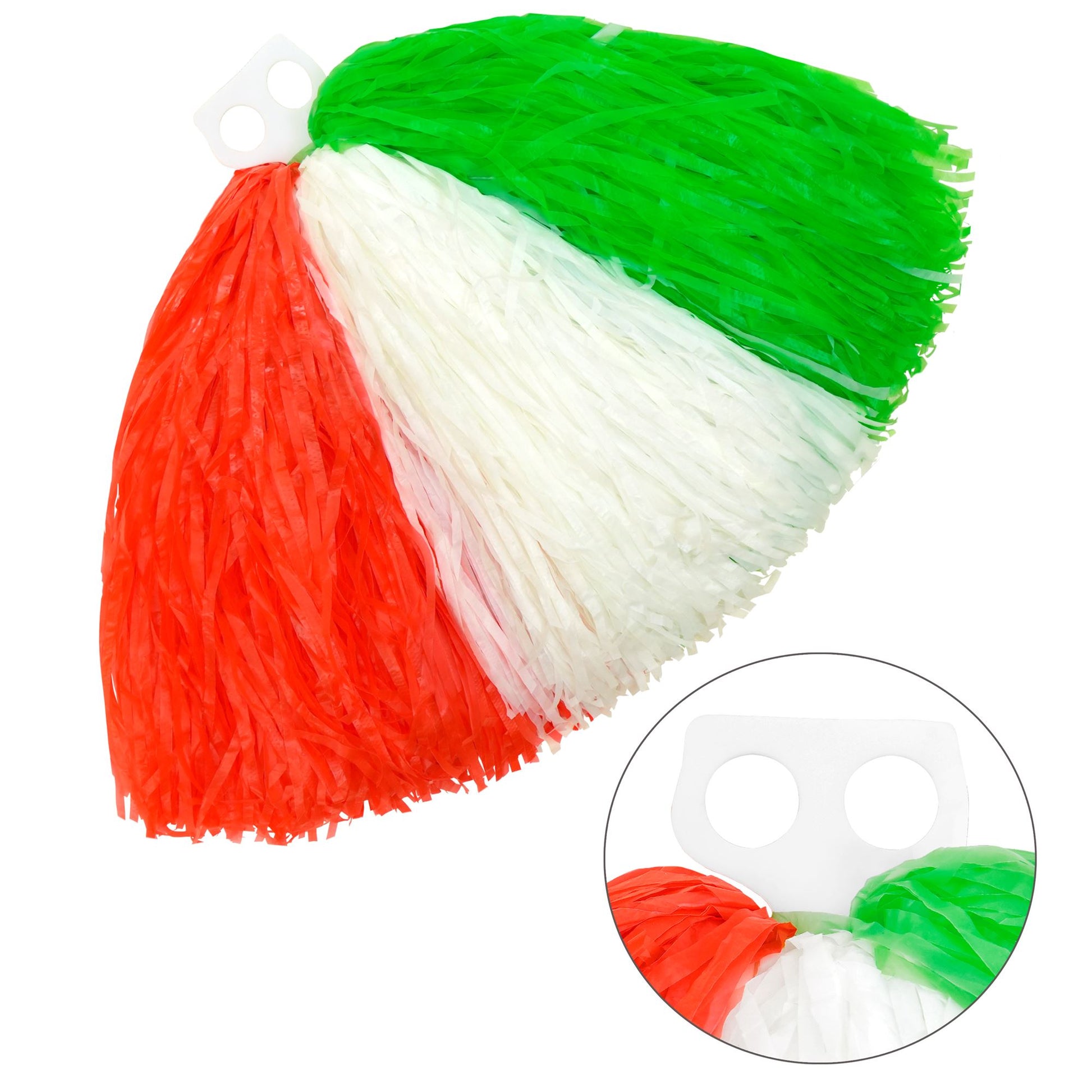 "DREIFARBIGE POM POM" grün/weiß/rot – Vorderansicht