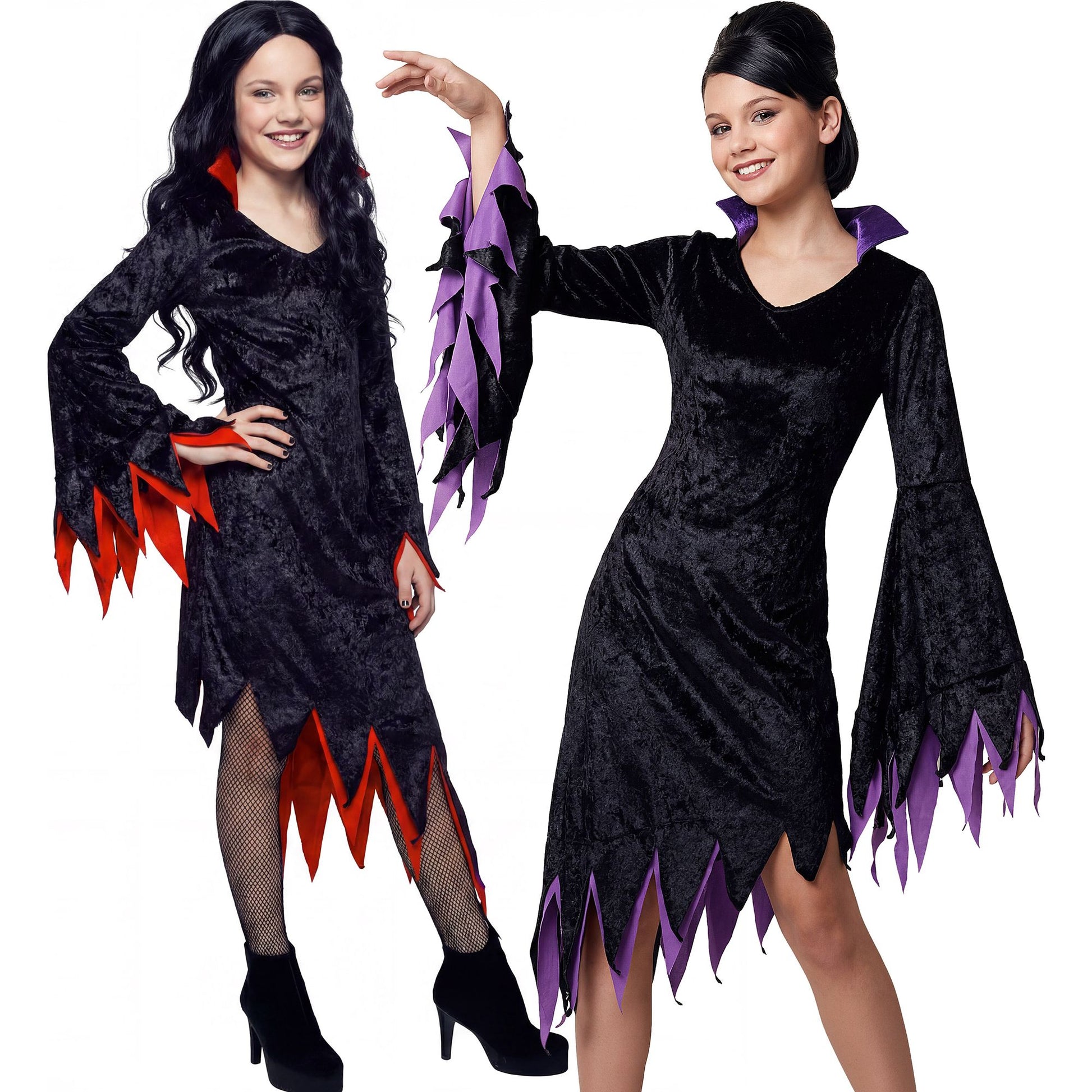 "DUNKLE GEBIETERIN" sort. in 2 Farben (Kleid mit Kragen, Halsband) – Vorderansicht
