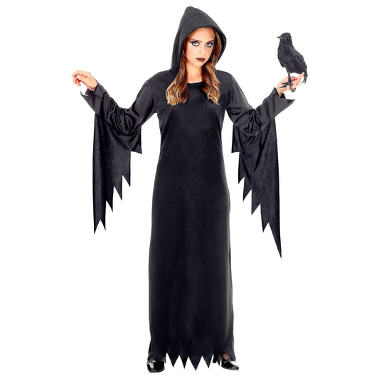 "DUNKLE KÖNIGIN" (Kleid mit Kapuze) – Vorderansicht