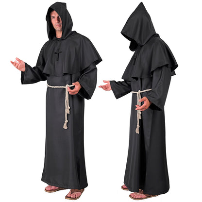 "DUNKLER MÖNCH" (Robe, Kapuze, Gürtel, Kreuzkette) – Ansicht 3