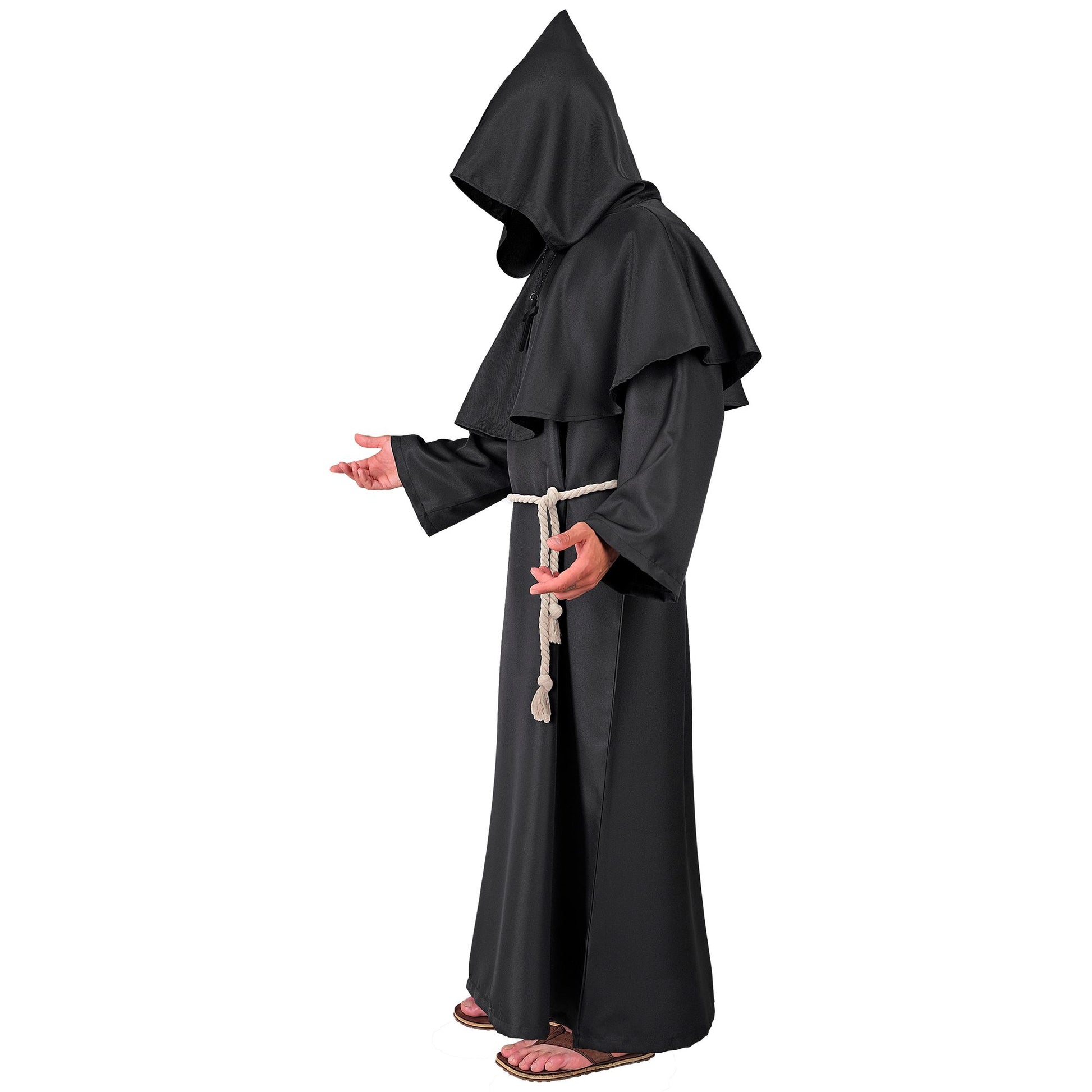 "DUNKLER MÖNCH" (Robe, Kapuze, Gürtel, Kreuzkette) – Ansicht 4
