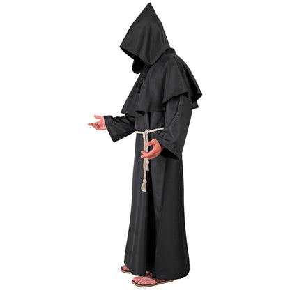 "DUNKLER MÖNCH" (Robe, Kapuze, Gürtel, Kreuzkette) – Ansicht 4