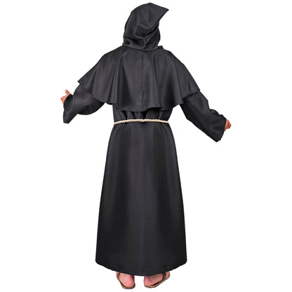 "DUNKLER MÖNCH" (Robe, Kapuze, Gürtel, Kreuzkette) – Ansicht 5