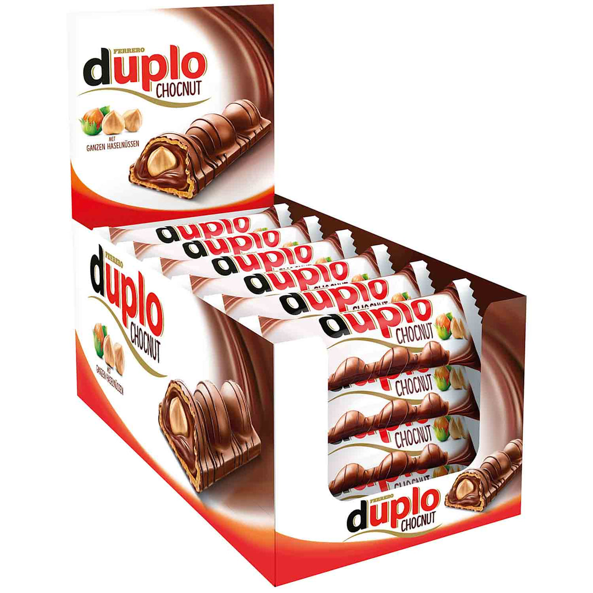 Duplo Chocnut 24er Thekendisplay mit einzeln verpackten Waffelriegeln