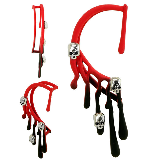 "EAR CUFF BLUTTROPFEN & TOTENKÖPFE" – Vorderansicht