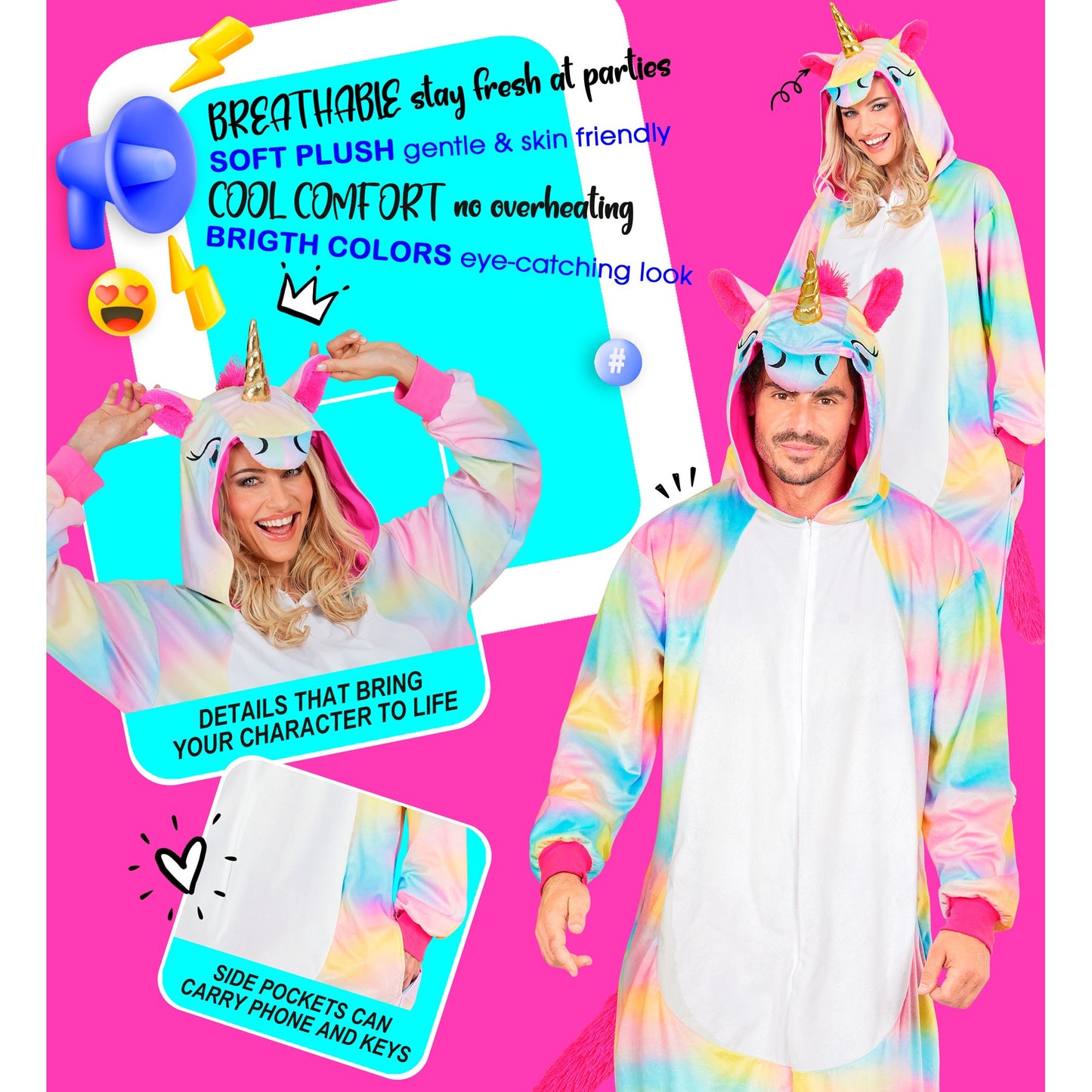 "EINHORN ONESIE PLÜSCHKOSTÜM" (Overall mit Kapuze) – Ansicht 5
