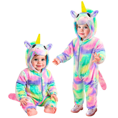 "EINHORN SAMT PLÜSCHKOSTÜM" (Overall mit Kapuze) – Vorderansicht