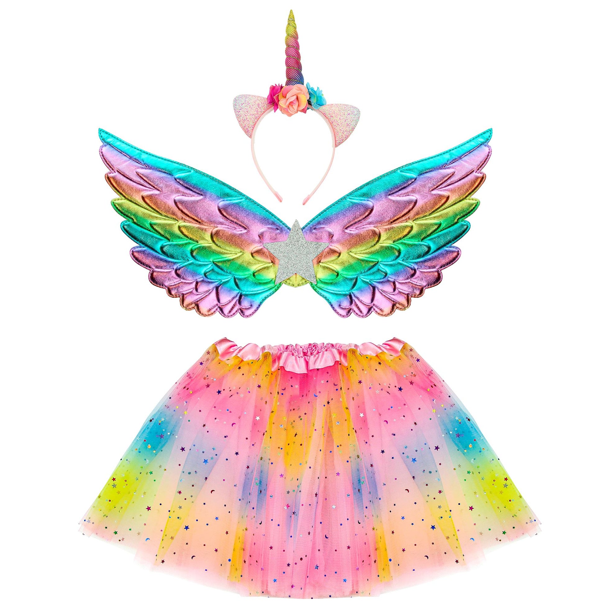 "EINHORN" (Tutu, Flügel, Haarreif) – Vorderansicht