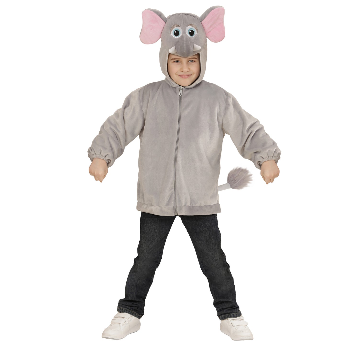 "ELEFANT SOFT PLÜSCHKOSTÜM" (Jacke mit Kapuze und Maske) – Vorderansicht