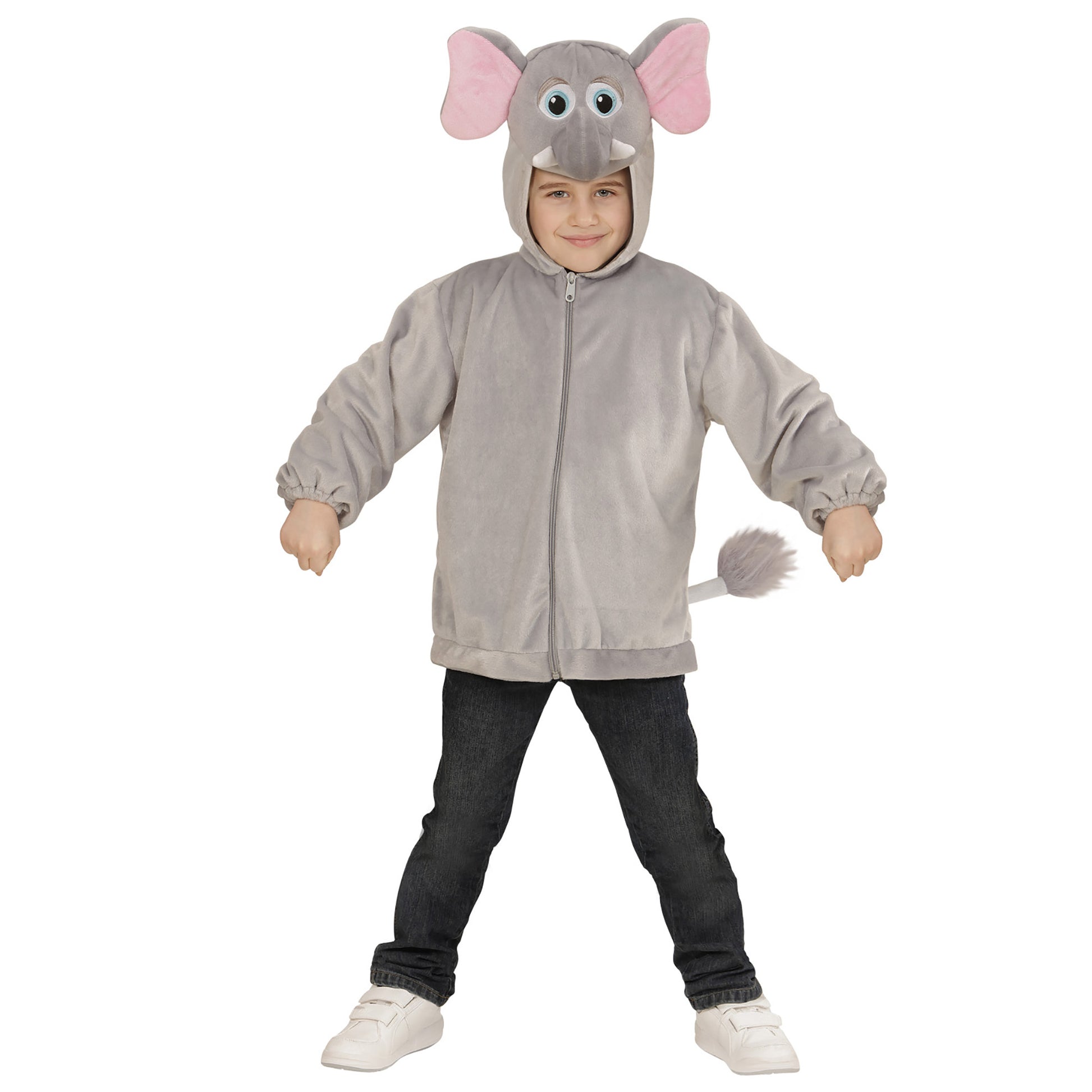 "ELEFANT SOFT PLÜSCHKOSTÜM" (Jacke mit Kapuze und Maske) – Vorderansicht