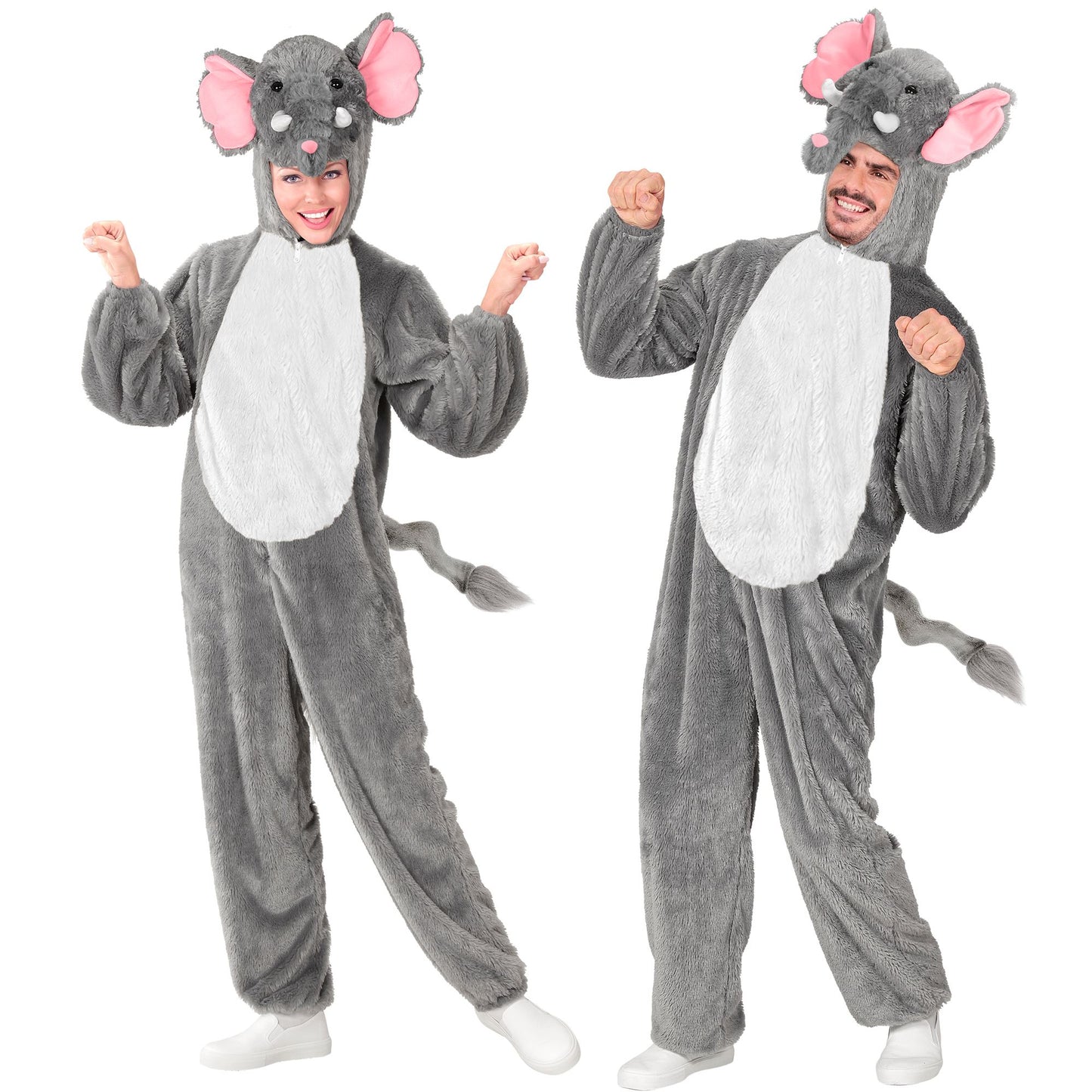 "ELEFANT SOFT PLÜSCHKOSTÜM" (Overall mit Kapuze und Maske) – Vorderansicht