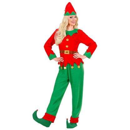 "ELF HELFER DES WEIHNACHTSMANNS" (Oberteil mit Gürtel, Hose, Hut) – Detailansicht