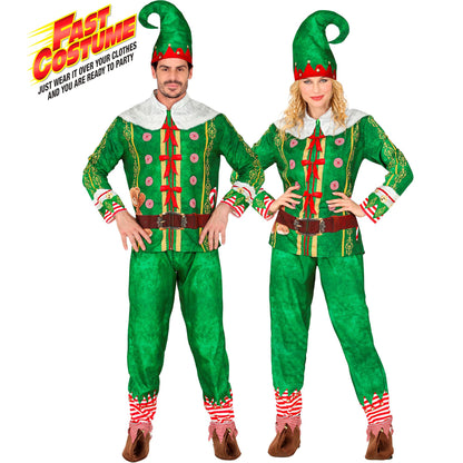 "ELF - SANTAS KLEINE HELFER FAST COSTUME" (Oberteil, Hose, Mütze) – Vorderansicht