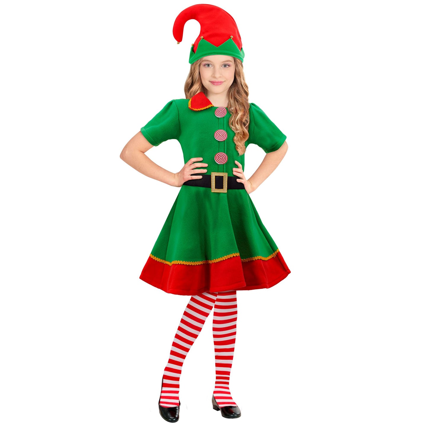 "ELF - SANTAS KLEINE HELFER" (Kleid mit Gürtel, Hut, Überkniestrümpfe) – Ansicht 3