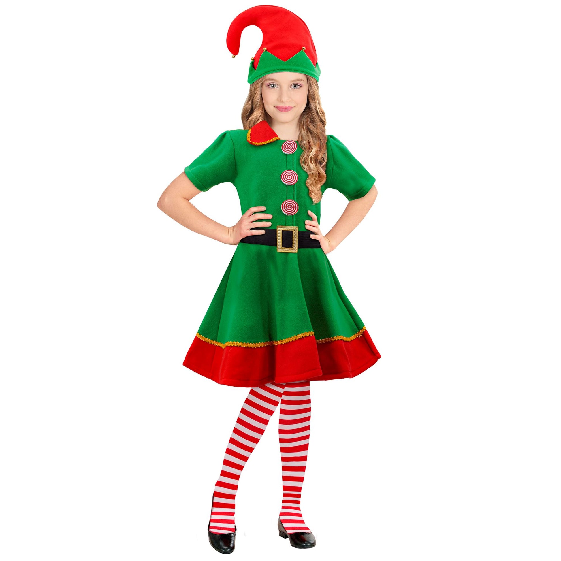 "ELF - SANTAS KLEINE HELFER" (Kleid mit Gürtel, Hut, Überkniestrümpfe) – Ansicht 3