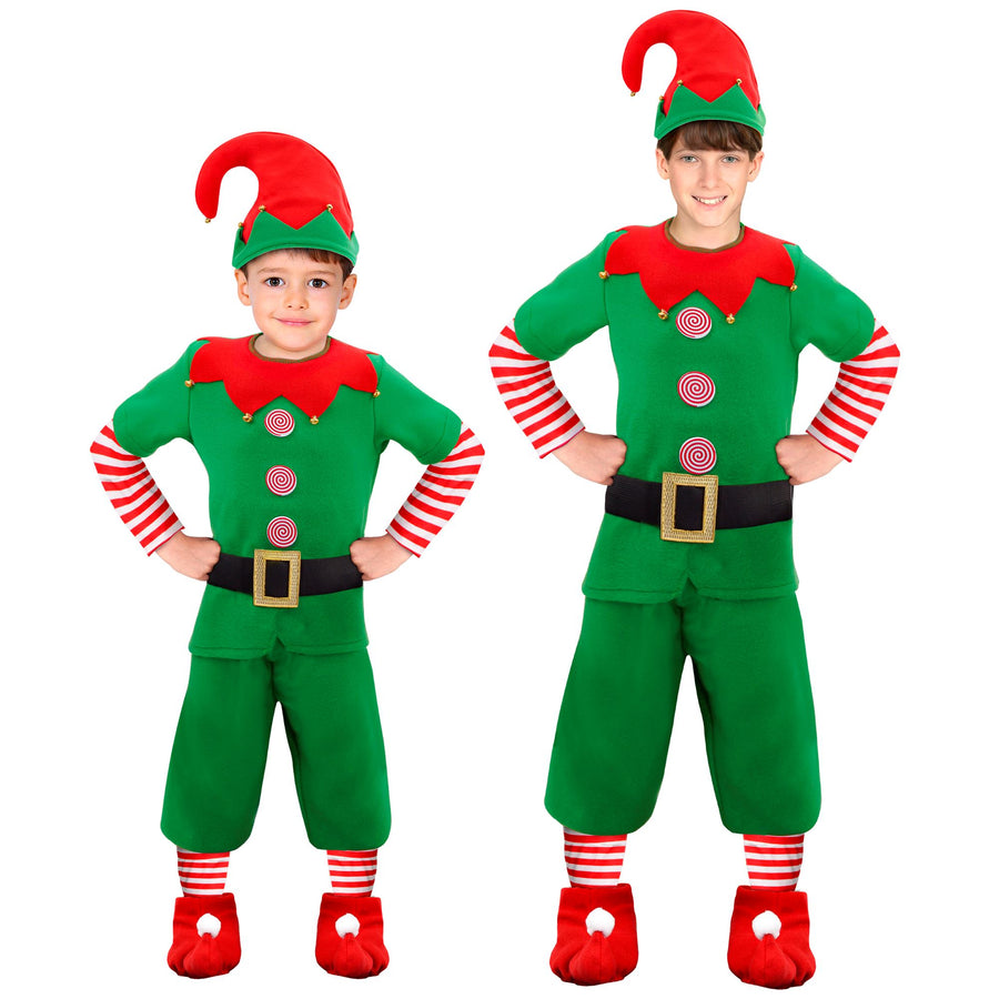 "ELF - SANTAS KLEINE HELFER" (Mantel, Hose, Gürtel, Überziehschuhe, Hut) – Vorderansicht