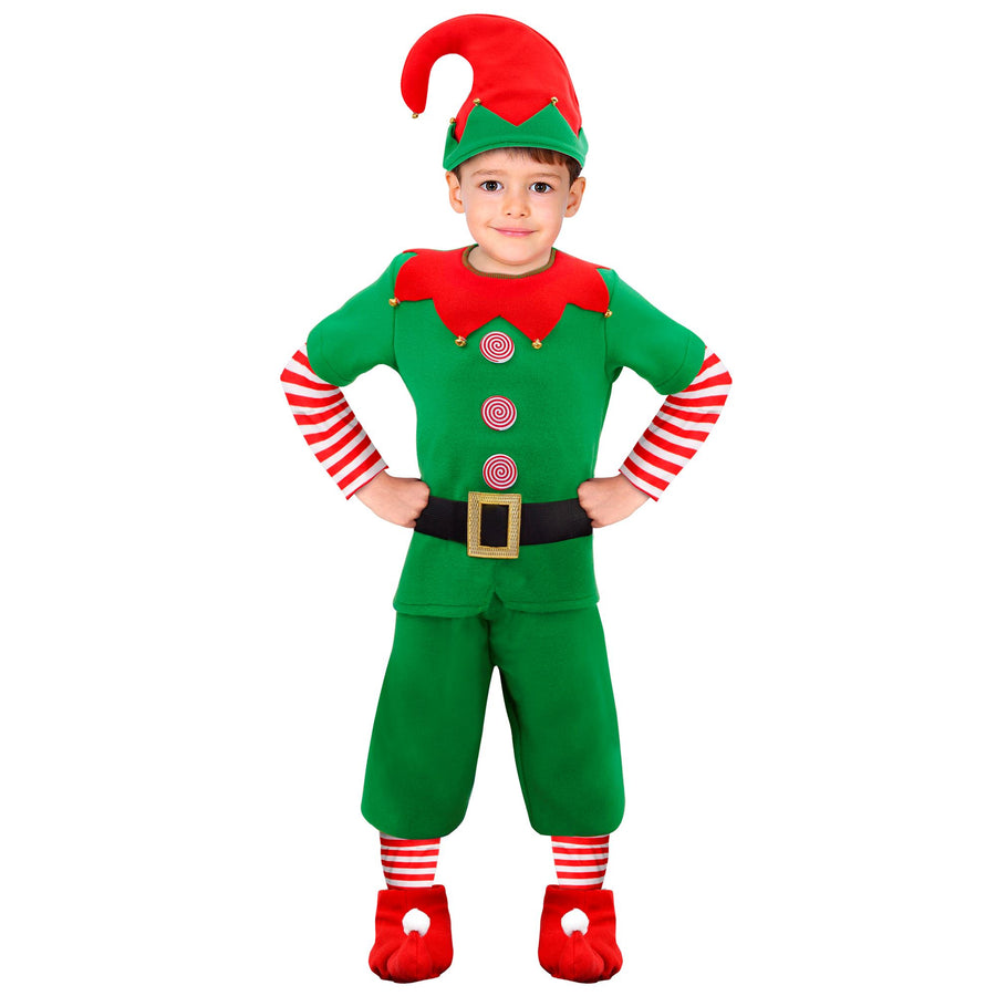 "ELF - SANTAS KLEINE HELFER" (Mantel, Hose, Gürtel, Überziehschuhe, Hut) – Detailansicht
