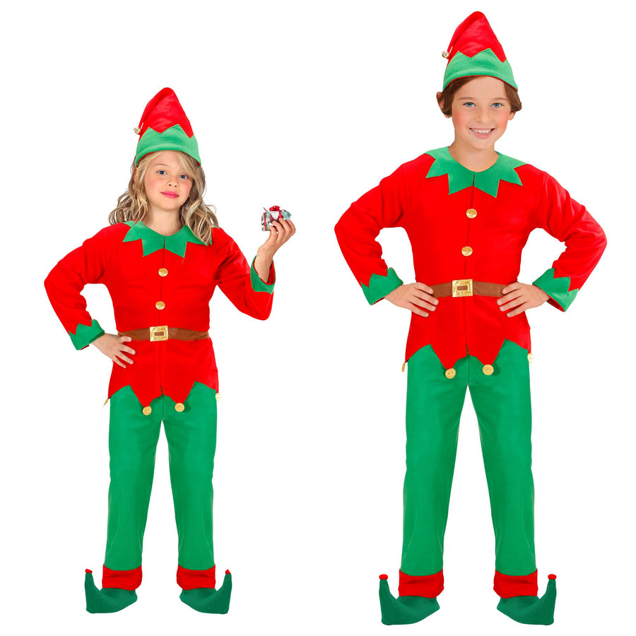 "ELF - SANTAS KLEINE HELFER" (Mantel mit Gürtel, Hose, Hut) – Vorderansicht