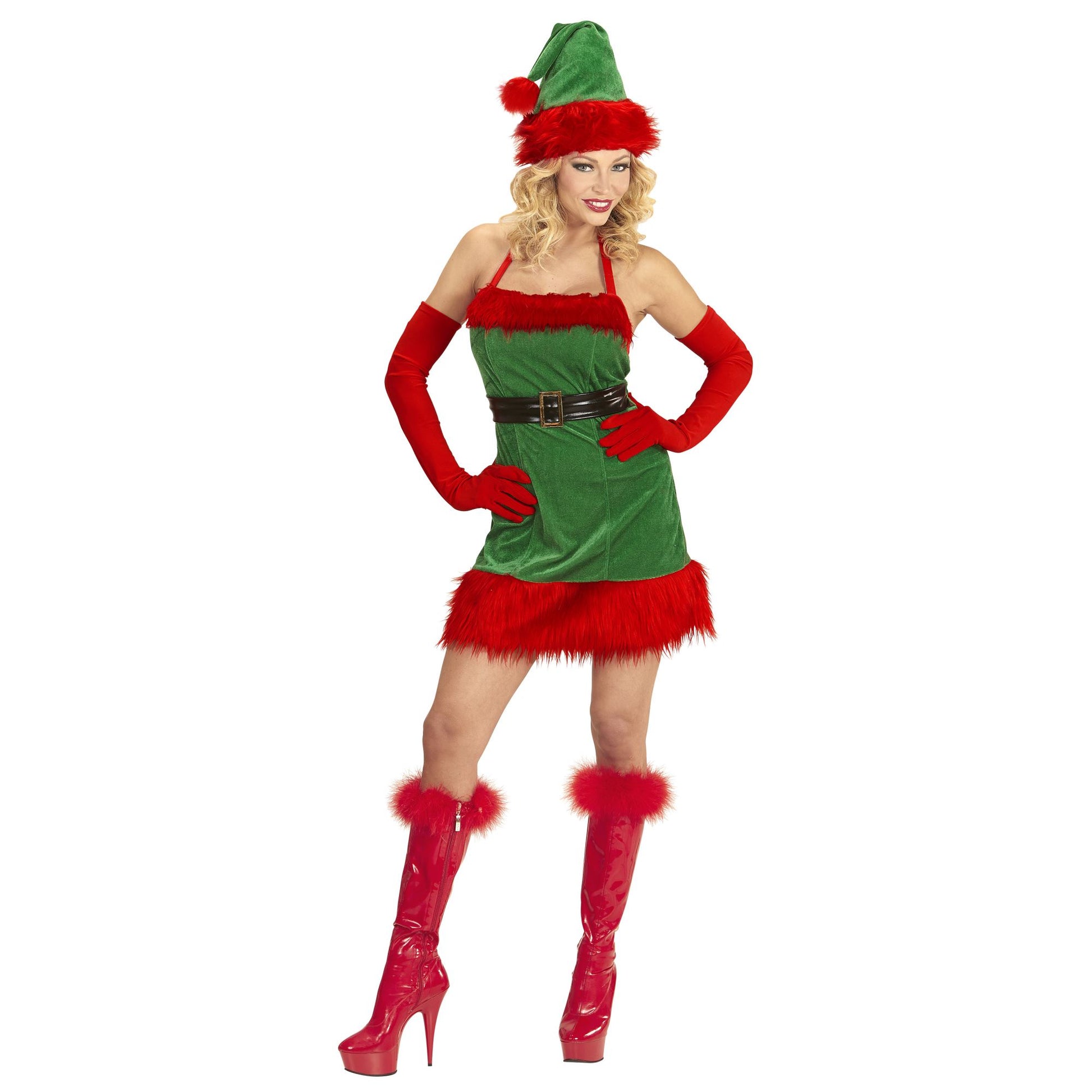 "ELF SANTAS KLEINE HELFERIN" (Kleid, Gürtel, Hut) – Vorderansicht