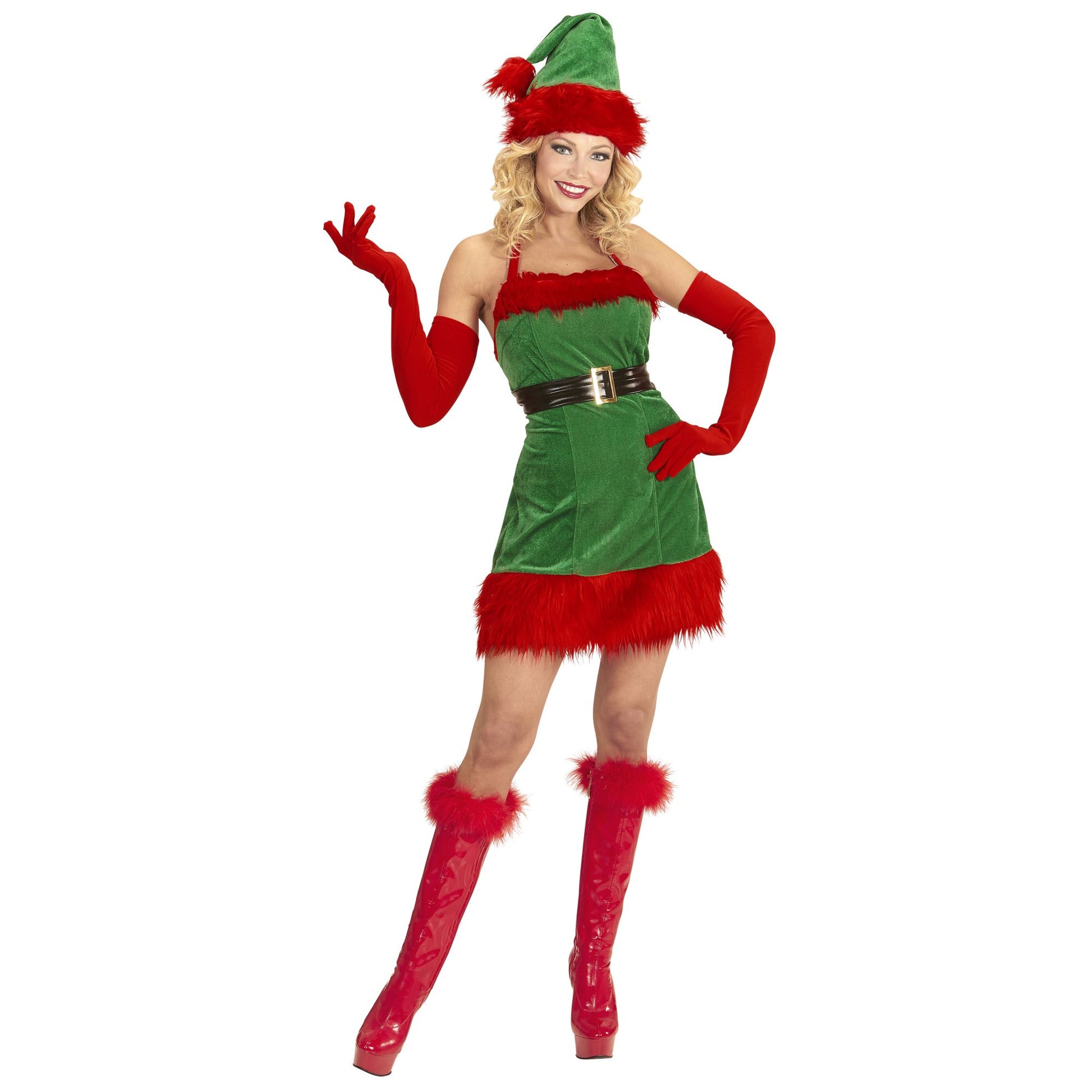 "ELF SANTAS KLEINE HELFERIN" (Kleid, Gürtel, Hut) – Detailansicht