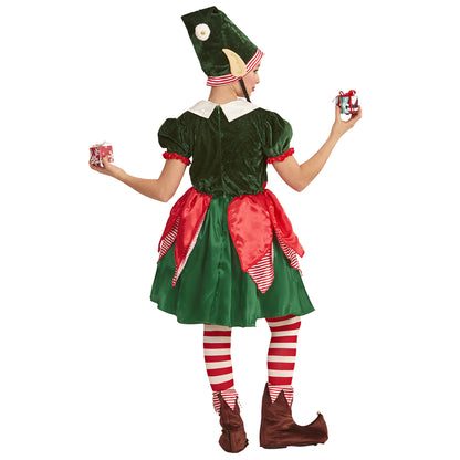 "ELF - SANTAS KLEINE HELFERIN" (Kleid, Mütze mit Ohren und Zöpfen) – Ansicht 3