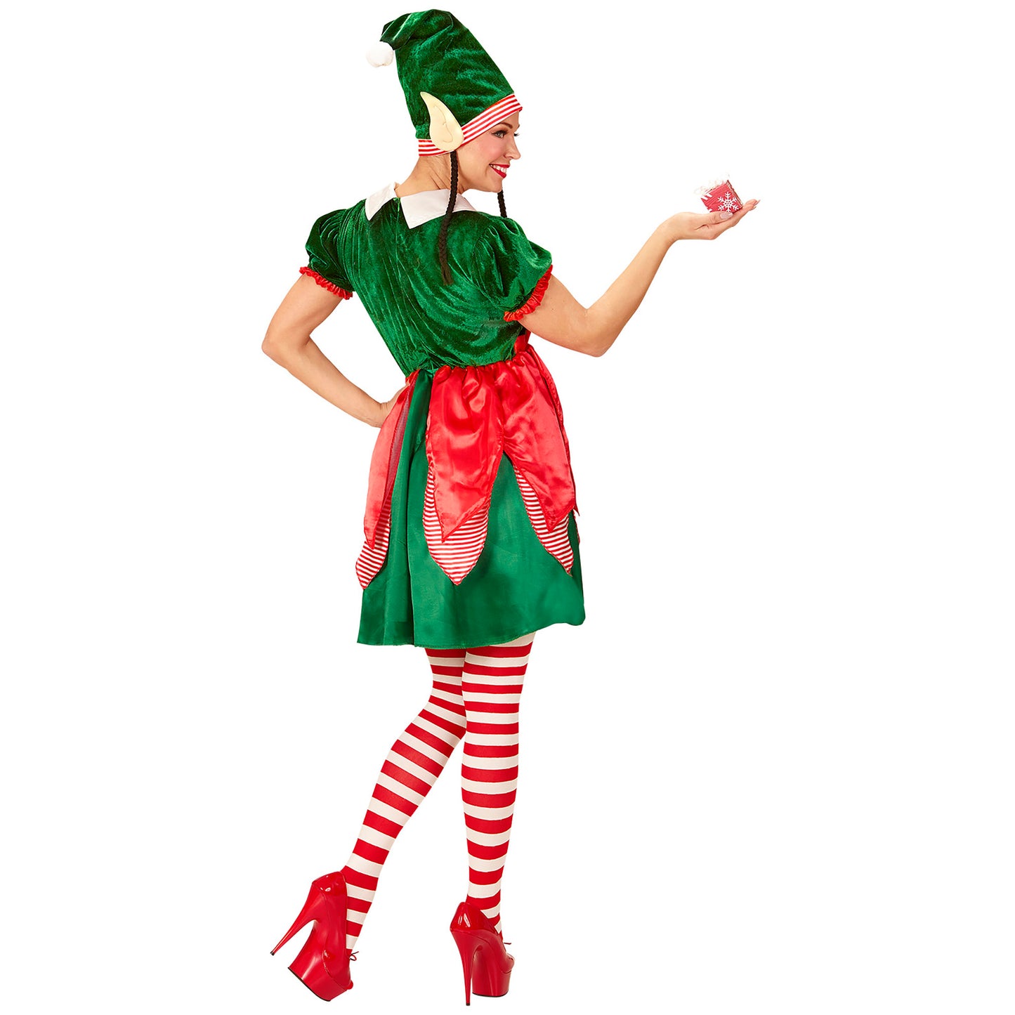 "ELF - SANTAS KLEINE HELFERIN" (Kleid, Mütze mit Ohren und Zöpfen) – Ansicht 3