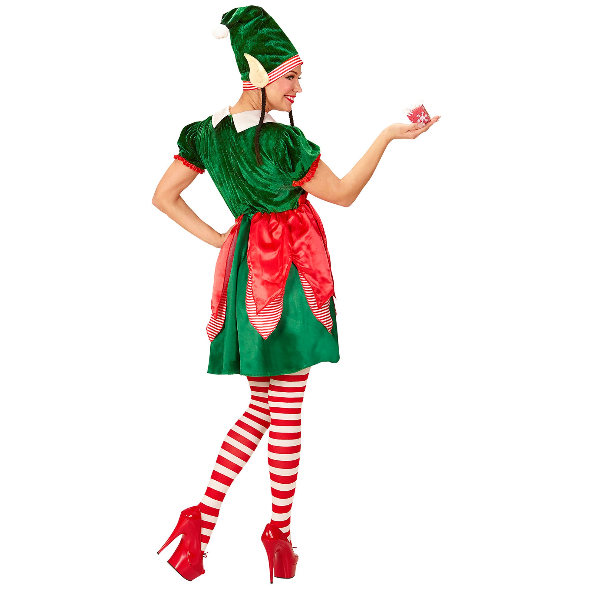 "ELF - SANTAS KLEINE HELFERIN" (Kleid, Mütze mit Ohren und Zöpfen) – Ansicht 3
