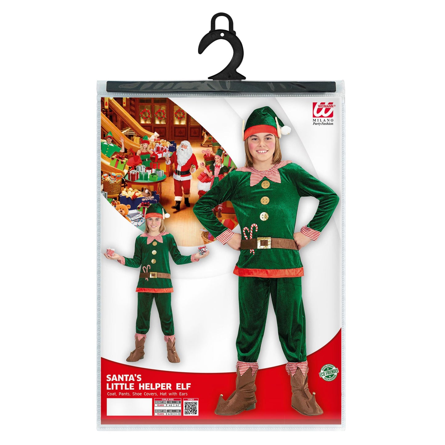 "ELF - SANTAS KLEINER HELFER" (Oberteil, Hose, Schuhüberzieher, Mütze mit Ohren) – Ansicht 3