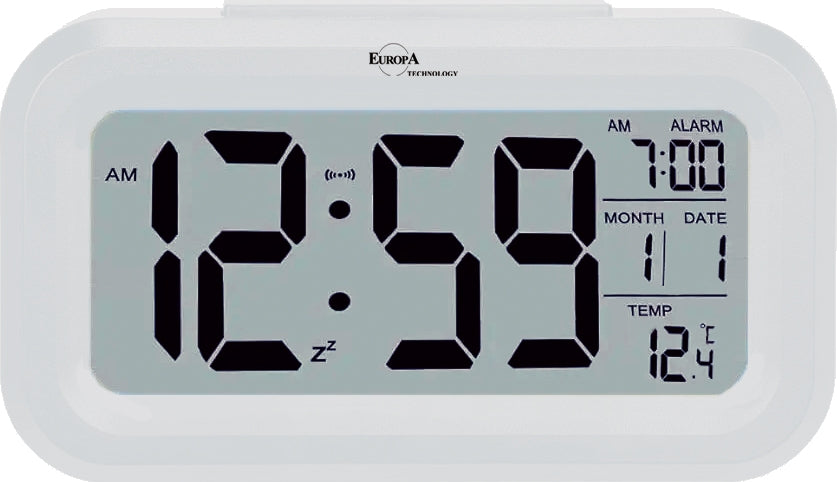 ELITE Sveglia digitale con luce LED automatica (sensore crepuscolare) - BIANCO - Digital alarm clock with automatic LED light (twilight sensor) - WHITE DV201_W Multifunction - Armbanduhr Weiss