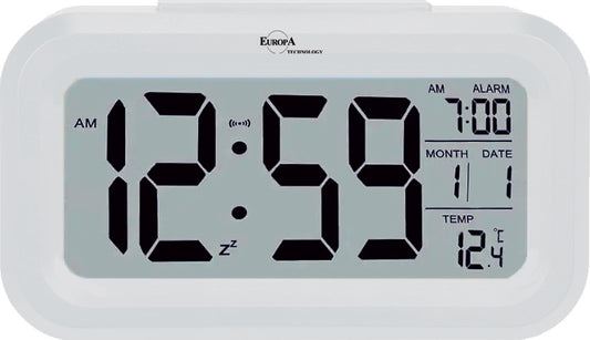 ELITE Sveglia digitale con luce LED automatica (sensore crepuscolare) - BIANCO - Digital alarm clock with automatic LED light (twilight sensor) - WHITE DV201_W Multifunction - Armbanduhr Weiss