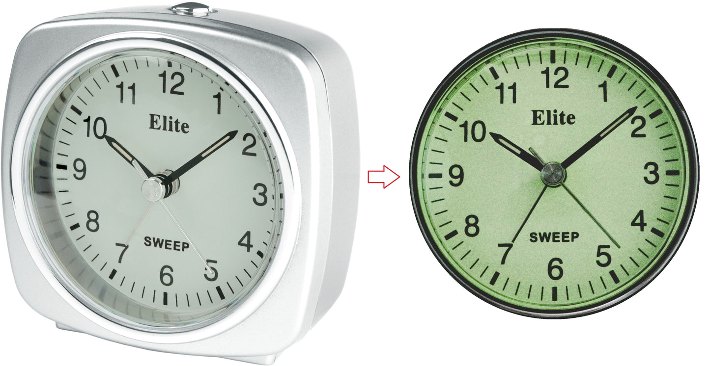 ELITE Sveglia silent con luce e snooze. quadrante fosforescente - ARGENTO - Silent alarm clock with light and snooze. phosphorescent dial - SILVER RS7160_S Multifunction - Armbanduhr Silber