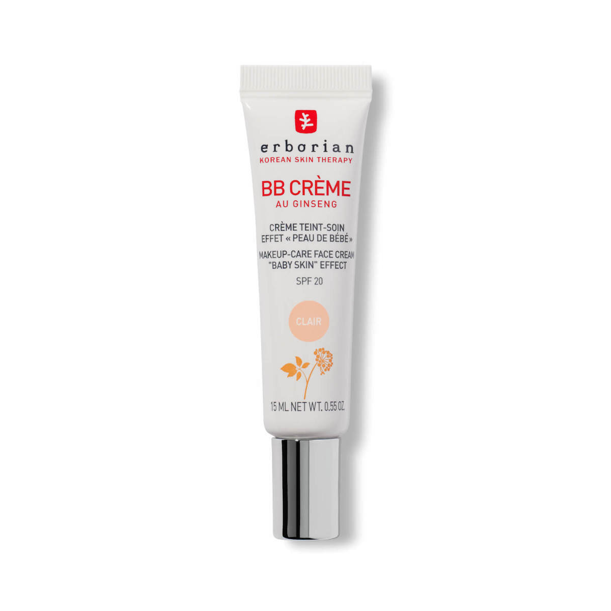 Erborian, B.B Cream, Ginseng, Feuchtigkeitsspendend, BB-Creme, 02, Clair, SPF 20, 15 ml