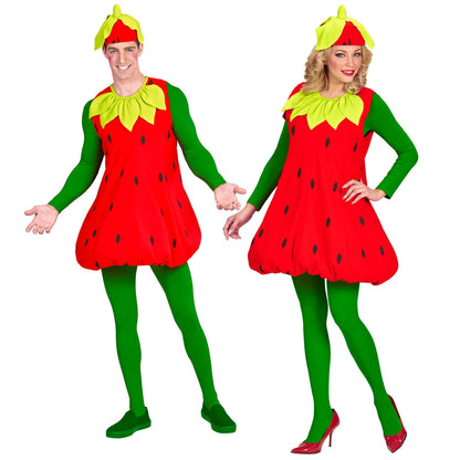 "ERDBEERE" (Kleid, Kopfschmuck) – Vorderansicht