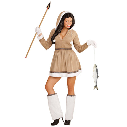 "ESKIMO" (Kleid mit Kapuze, Stulpen, Handschuhe) – Detailansicht