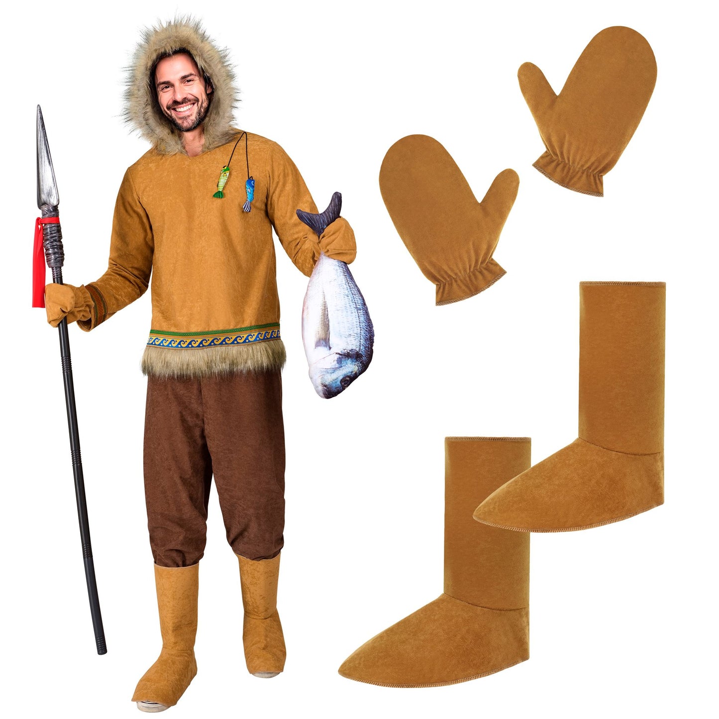 "ESKIMO" (Oberteil mit Kapuze, Hose, Handschuhe, Stiefelüberzieher) – Detailansicht